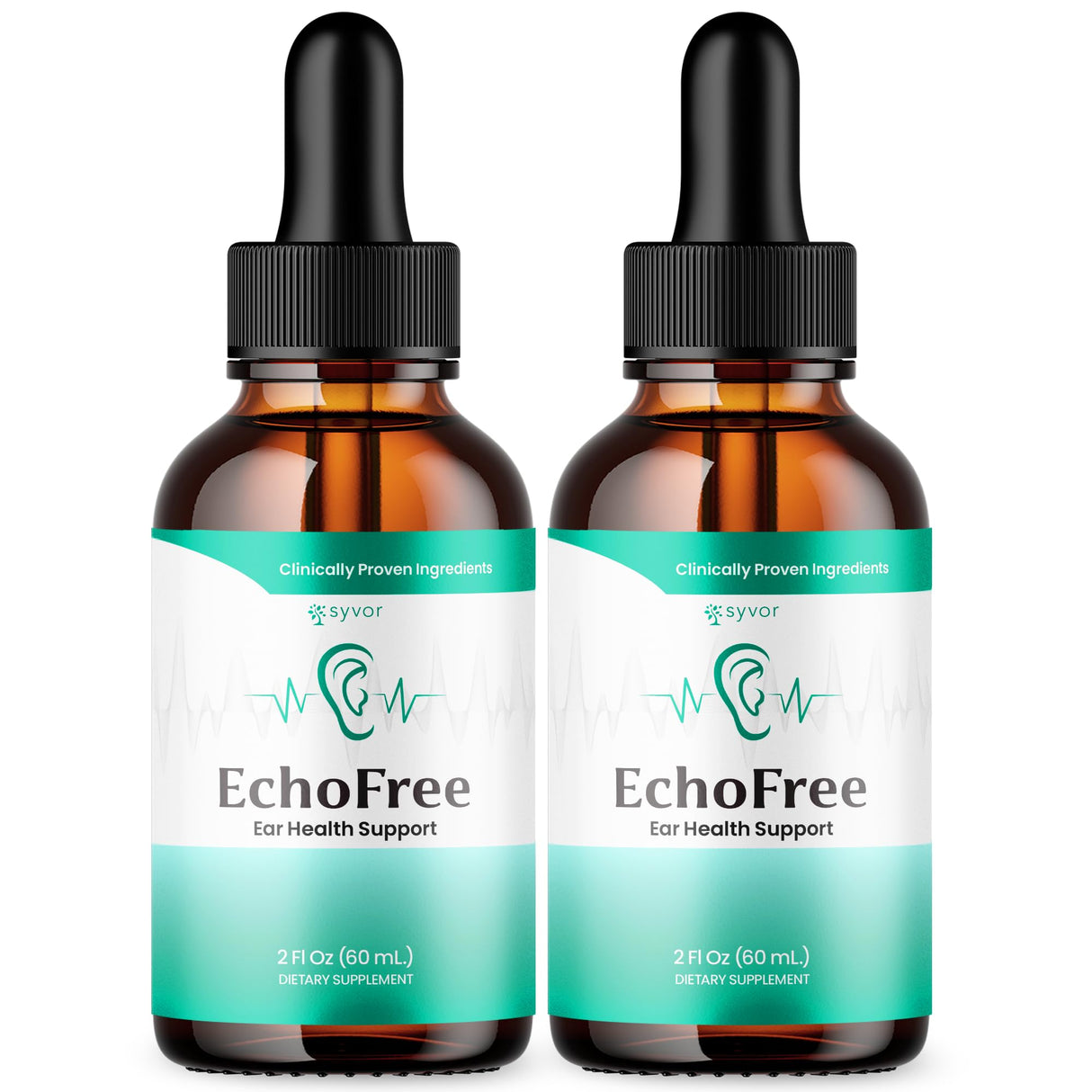 (2 Pack) Echo Free Drops, Official Echofree Ear Health Support Liquid Supplement with All Natural Proven Ingedinets, Echo Free Max Strength Plant Based Hearing Support for Ringing Ears (60 Servings)