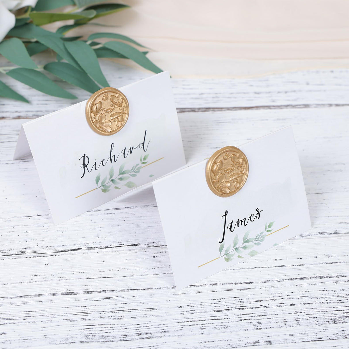 UNIQOOO Wax Seal Stickers - 3D Magnolia Wedding Invitation Envelope Botanical Seal Stickers, 100 Pcs Self-Adhesive Light Gold Stickers, Perfect for Invitations, Christmas, Gift Wrapping, Parties