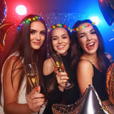 HONLYNE 54 PCS LED Flower Crowns Headbands, Light Up Flower Crowns For Women, Glow in the Dark Headband for Wedding Reception Mardi Gras Cosplay Princess Party Favors Birthday Christmas Halloween