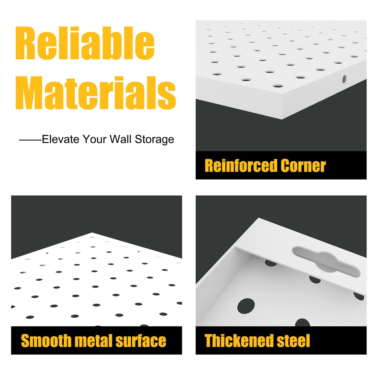 Spampur Peg Board, 8 Pack Metal Pegboard Panels with 50 Hooks, White Pegboards Wall Organizer, Peg Board for Walls Home, Garage Tool Storage, Office Organization, Craft Room,Christmas Gifts