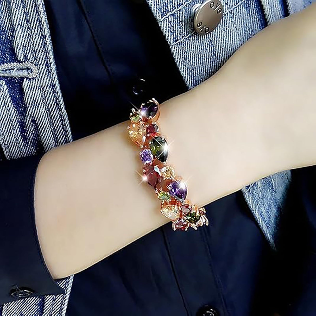 Hermosa 14K Rose Gold Plated Bracelets, Multicolor Cubic Zirconia Classic Tennis Bracelet | Rose Gold Bracelets for Women | Size 7-8 Inch (8 Inch)