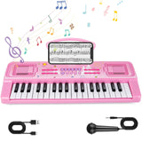 Kids Keyboard Piano, 37 Keys Keyboard Electric Digital Piano, Early Learning Educational Musical Toys Piano for Kids Toddlers Beginners with Music Stand, Microphone - Christmas Birthday Gifts, Pink