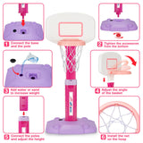 Basketball Hoop Indoor Outdoor Toys for Toddlers 1-3, Kids Basketball Hoop with 3 Balls, Adjustable Mini Basketball Goal, Christmas Birthday Sports Toys Gift for Baby Boys Girls Age 1 and Up