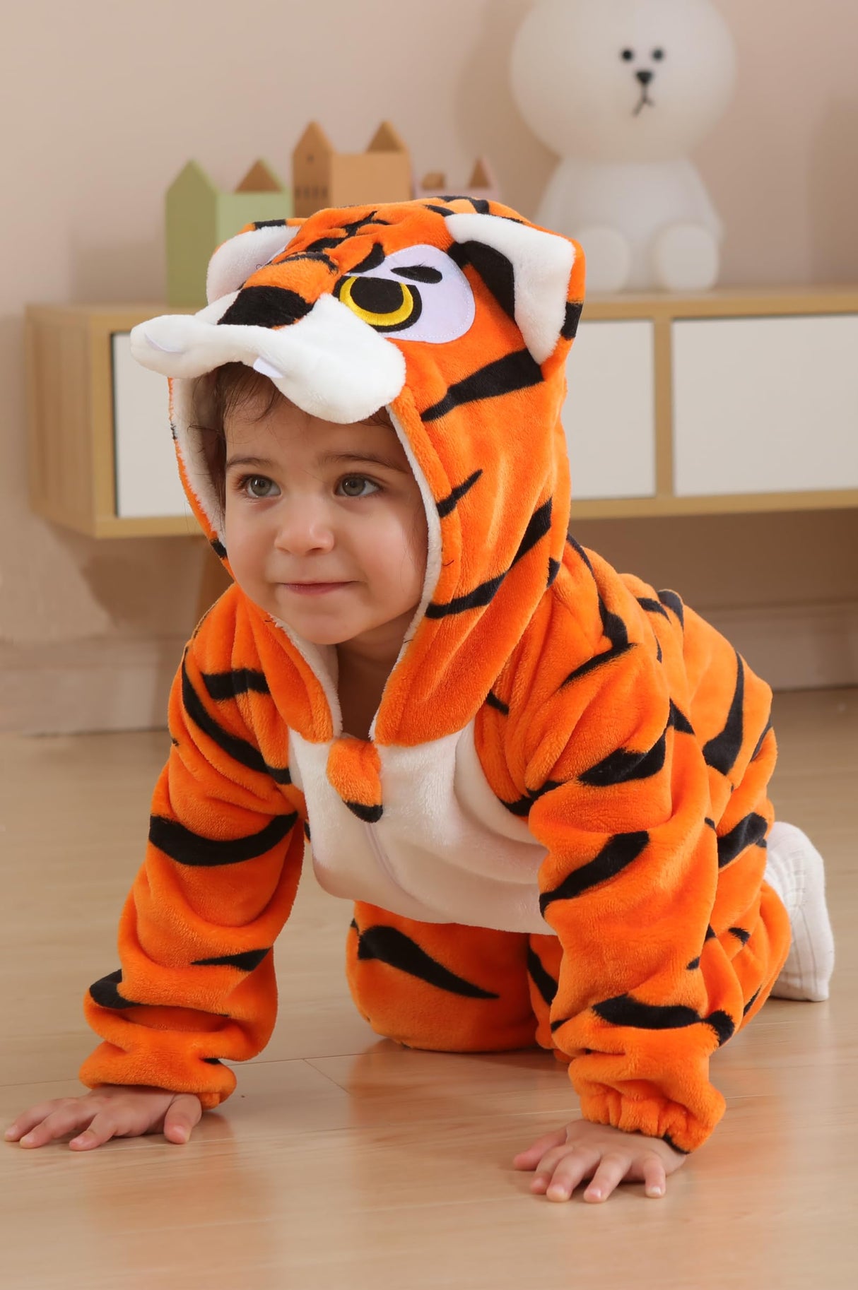 DarkCom Toddler Hooded Romper Unisex Baby Animal Onesie Halloween Cosplay Grey Raccoon Costumes Kids' Christmas Gifts 2-3 Years