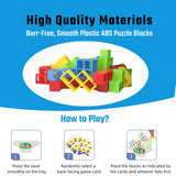 Gdaytao 64 Pcs Stacking Tower Game with 22 Cards, Balance Building Blocks