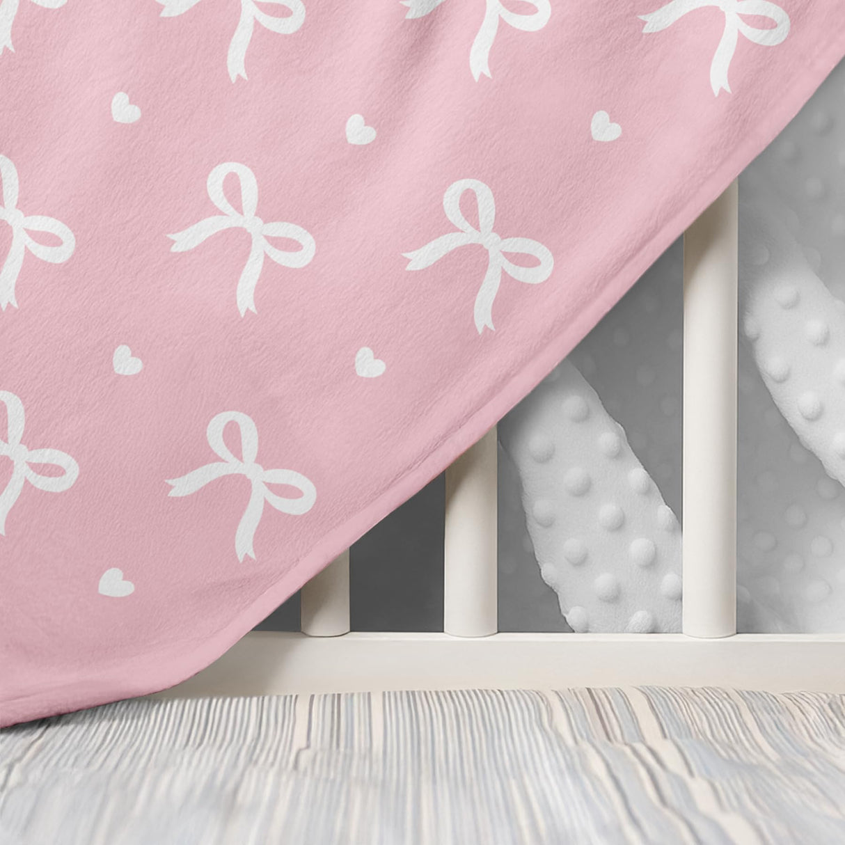 Bow Minky Baby Blanket 30 x 40 Inches for Girls, Soft Plush Receiving Blanket with Dotted Back, Gift for Toddler Newborn Infant Christmas Birthday Baby Shower