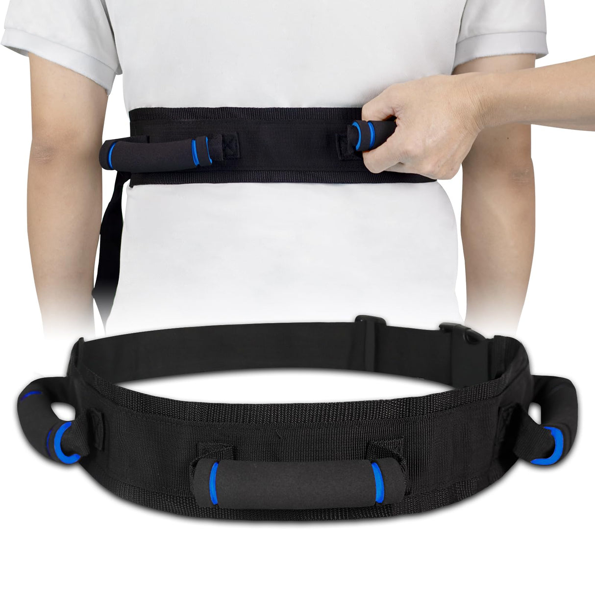 Gait Belt for Seniors, Transfer Belt with Handles, Safety Gate Belt for Elderly Lift Belts Physical Therapy with Quick Release Buckle Standing Aids & Support for Elderly Handicap Patient Care (Black)