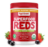Feel Great Organic Superfood Reds Powder Packed with Beet Root Powder | Digestive Support Including Bloating Relief | Fruit and Veggie Polyphenols Supplement.