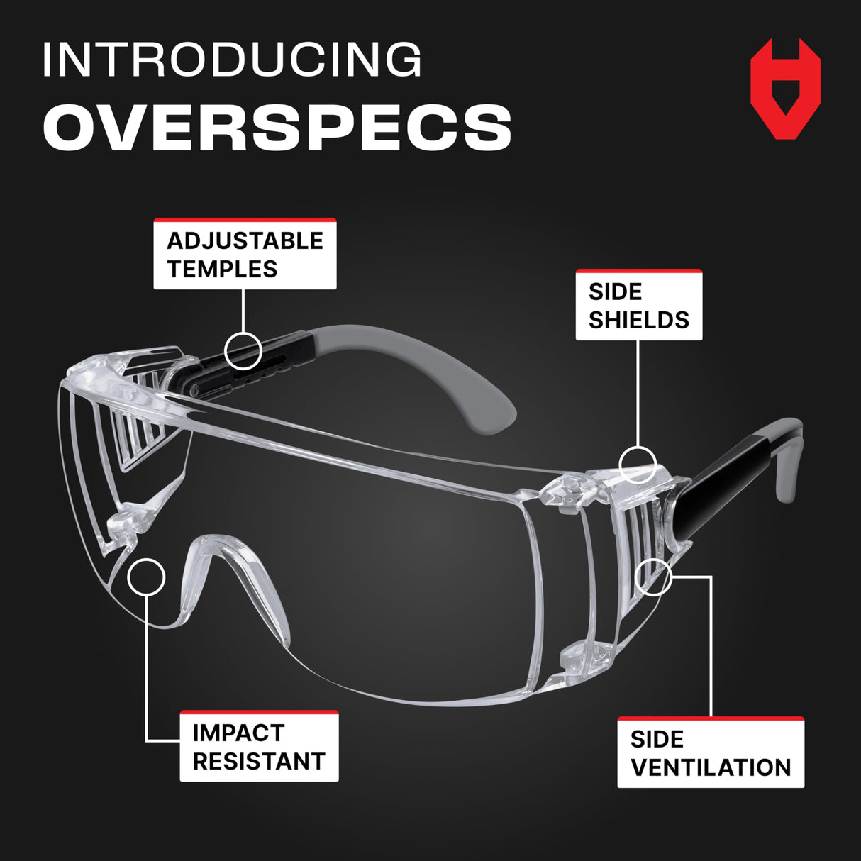 NoCry Tinted Safety Glasses Over Eyeglasses for Men and Women with Anti Scratch Wraparound Lenses — UV400 and ANSI Z87 Certified — Adjustable Temples with Anti-Slip Tips — Great for Shooting