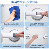 Grab Bars for Bathtubs and Showers, 2 Pack Shower Handle 16 Inch Strong Suction Shower Bar, Safety Bars for Shower Chair, Bathroom Grab Bar for Senior (Gray White)