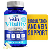 We Like Vitamins Vein Vitality 1250mg Diosmin Hesperidin Complex for Varicose Veins Treatment, Horse Chestnut, Butchers Broom, Bioflavonoids - Supports Blood Circulation for Leg Veins- 60 Capsules