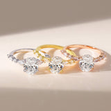 EAMTI 3 Carats 925 Sterling Silver Ring Oval Cut Cubic Zirconia Engagement Solitaire Marquise Promise Ring for Women Size 6.5