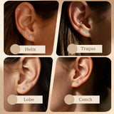 Limerencia Moissanite Stud Earrings, 3 Pairs Titanium Screw Back Earrings
