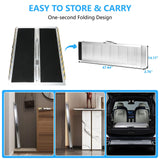 4FT Portable Wheelchair Ramp, Non-Slip Aluminum Folding Handicap Ramp, 800 LBS Capacity Door Threshold Ramps for Home Steps, Scooter Ramps for Car, Doorways, Curbs, Stairs, Cart, Wheel Chair Ramp Step