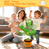 Hunfur Christmas Dancing Talking Cactus Toy Mimics Back, Cactus Baby Toy Singing Mimicking Repeating Recording, Silly Sunny The Cactus with 3xAA Battery