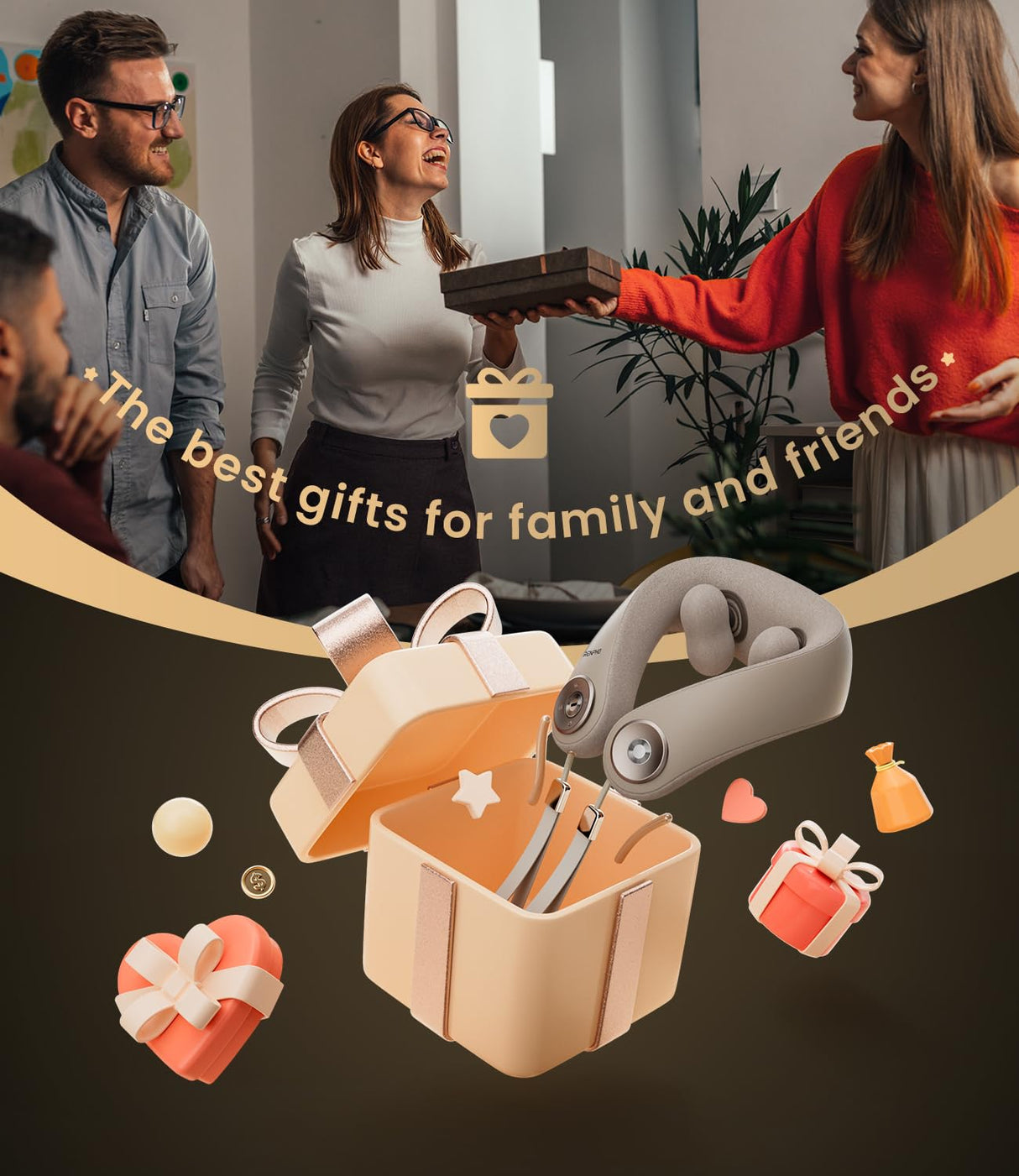 RENPHO Neck Massager with Heat [2025 Upgraded], 6D Cordless Neck Massager for Pain Relief Deep Tissue, Deep Kneading Shoulder Massage, Mothers Day Gifts for Women Men Mom Dad, Khaki