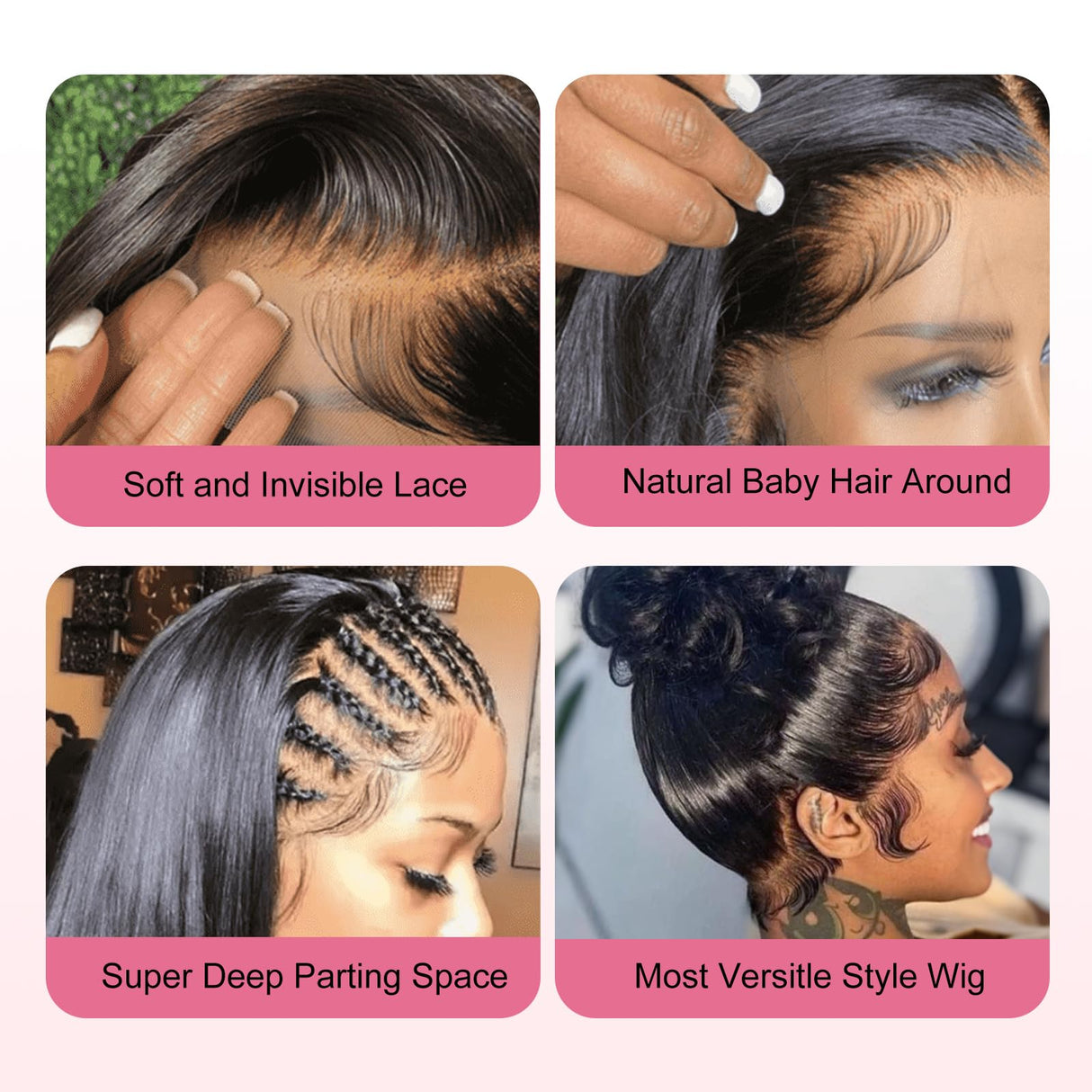 Hidden Strap Drawstring Wig 360 Lace Front Wigs Human Hair Pre Plucked, 200 Density Glueless Body Wave Frontal 360 Human Hair Full Lace Human Hair Wigs, HD Lace Front Wigs16 Inch