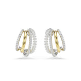 Swarovski Hyperbola Hoop Earrings, Mixed Cuts, Mini, Clear, Mixed Metal Finish