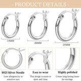3 Pairs Sterling Silver Hoop Earrings Small Hoops for Women 15/20/25mm
