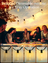 YOYONACY 200FT Outdoor Lights for Patio – Dimmable String Lights for Outside with Remote – LED Hanging Lihgts Waterproof Shatterproof ST38 Edison Bulbs for Backyard Cafe Bistro Porch Christmas Party