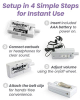 SuperEar Personal Sound Amplifier Model SE5000 (PSAP), 50dB Gain, Hand Held Pocket Size Audio Amplifier with Headphones, EarBuds, Tactile On/Off Volume Control for Adults, Audiologists, and Seniors
