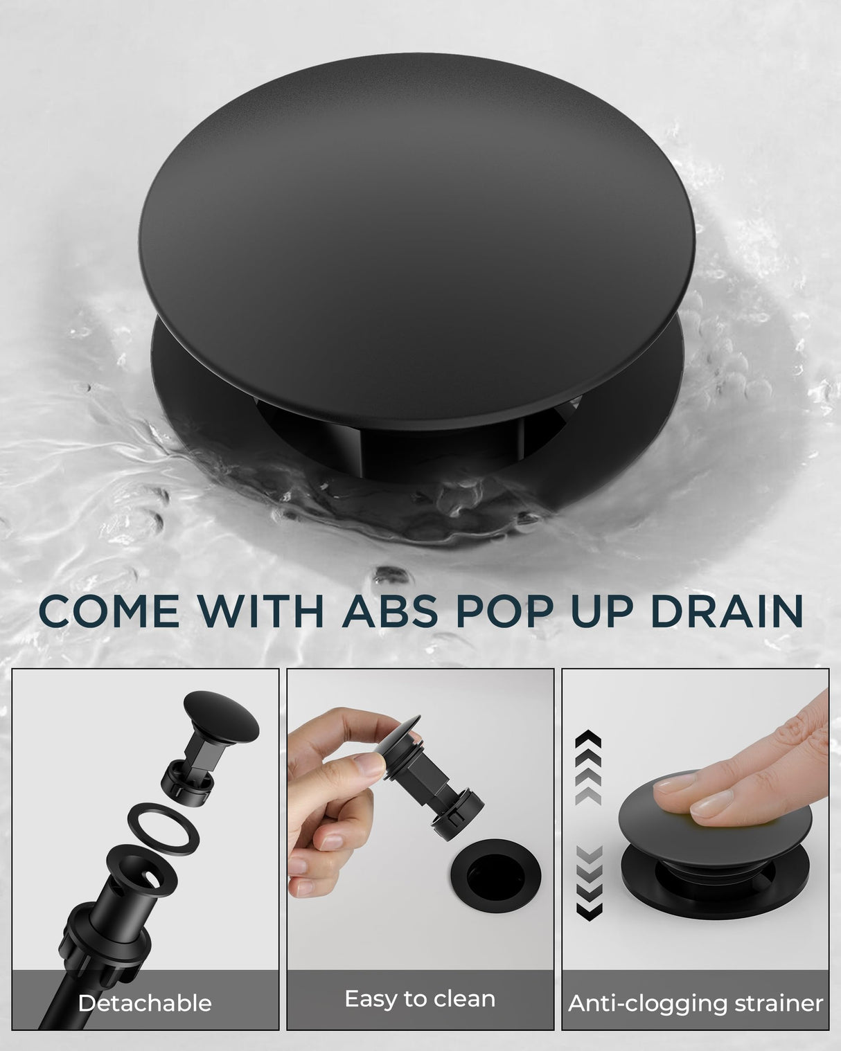 FORIOUS 8 Inch Widespread Bathroom Faucet Black and Gold, 2 Handle Mix Color Rv Matte Black and Brushed Gold Bathroom Sink Faucet 3 Hole, with 360° Rotating Spout, Pop-up Drain, and Supply Line