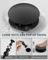 FORIOUS 8 Inch Widespread Bathroom Faucet Black and Gold, 2 Handle Mix Color Rv Matte Black and Brushed Gold Bathroom Sink Faucet 3 Hole, with 360° Rotating Spout, Pop-up Drain, and Supply Line