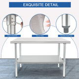 HARDURA Stainless Steel Table 30X36 Inches with Undershelf and Galvanized Legs NSF Heavy Duty Commercial Metel Table for Food Prep