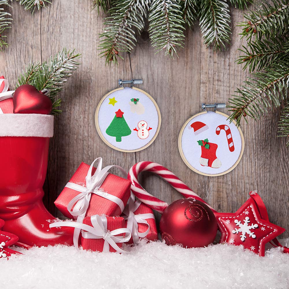 Caydo 24 Pieces 4 Inch Embroidery Hoops Bulk Wholesale Cross Stitch Hoop Ring for Embroidery, Art Craft Handy Sewing and Christmas Decoration