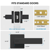 TICONN 5PK Matte Black Door Handles Interior, Reversible Square Door Levers Knob for Hallway, Bedroom, Bathroom (with Lock, 5PK Privacy)