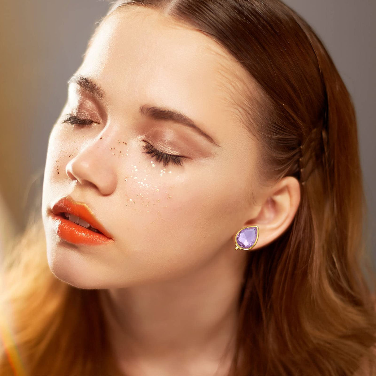 Hicarer 12 Pairs Clip on Earrings for Women Girls, Non-pierced Rhinestone Stud Earrings, Colorful Trendy Iridescent Fake Crystal Earring Clips Set for Birthday Party Wedding Daily Jewelry Gift
