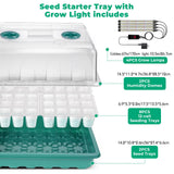 Ryscam Seed Starter Tray with Grow Light, 96-Cell Seed Starter Kit, Seedling Starter Trays with Humidity Domes, Automatic Timer, Adjustable Light Indoor Gardening Plant Germination Trays