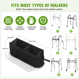 CTWWFS Upgrade Walker Basket with Cup Holder, Foldable Walker Storage Bag for Seniors with Big Capacity & Never Tipping Over, Best Gift for Family