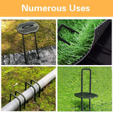 Bakulyor 100pcs Black Landscape Staples + 100pcs Buffer Washer, 6 Inch 11 Gauge Garden Stakes Staples, U Shaped Galvanized Lawn Pins Heavy Duty Yard Ground Pin for Weed Barrier Sod Fabric Decorations