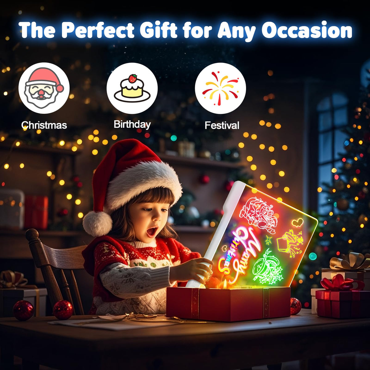 Geokay 16" Rechargeable LED Drawing Board with 9-Color Light Effects