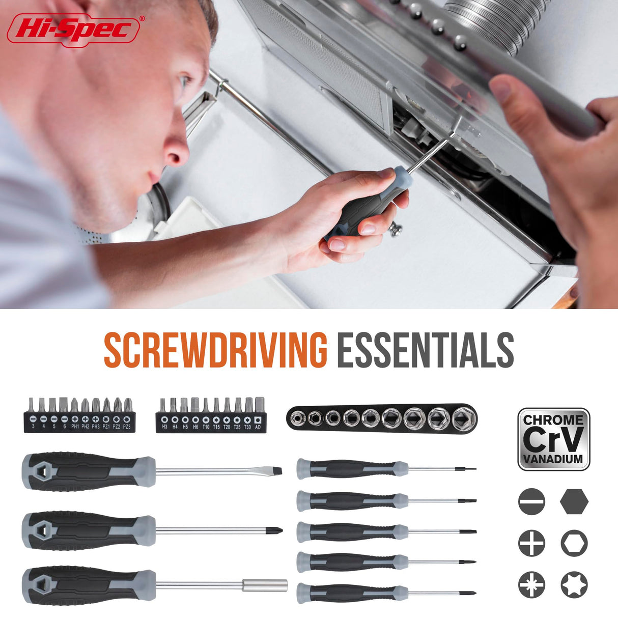 Hi-Spec 54pc General Household Tool Set – Home & Garage Hand Tool Kit with Toolbox Storage Case for DIY, Basic Repairs, Apartment, First-Time Homeowner & Everyday Home Maintenance