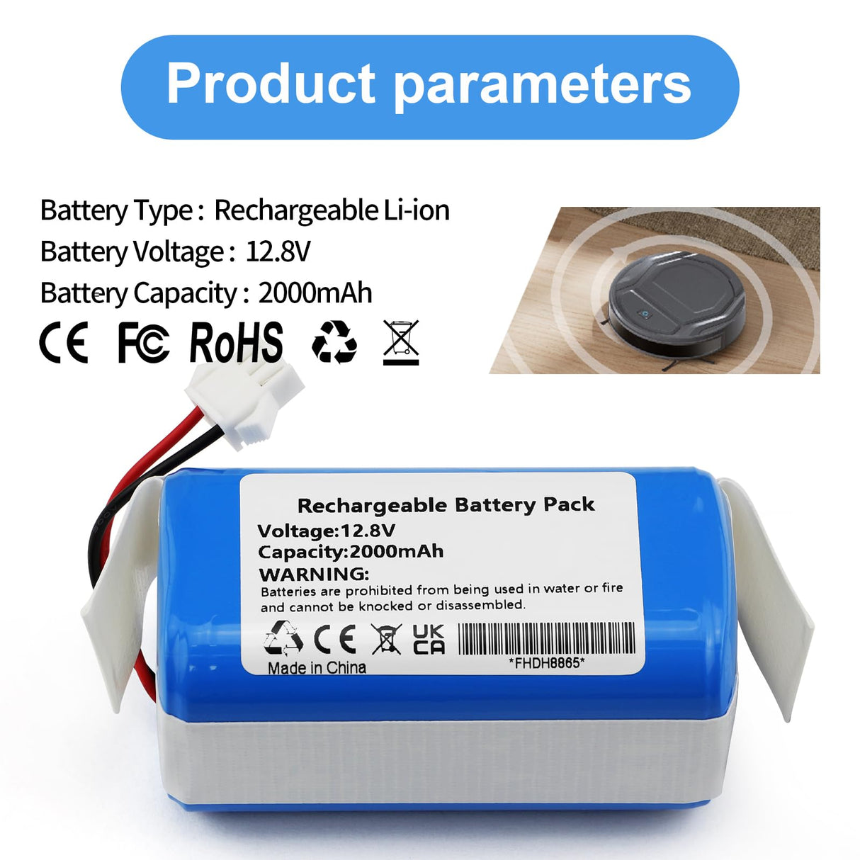 MULS 12.8V M210 Battery Replacement for Lefant M210 M210 Pro M210P M210B M213 M213S M320, OKP Life K2 Robot Vacuum Cleaner 2000mAh
