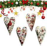 TIMLIFE DIY Heart Shaped Hand Embroidered Christmas Ornament Kit, 2026 New Embroidery Christmas Ornament Kits, Handmade Tree Decoration for Holiday Decorations, Winter Decor (4PCS)