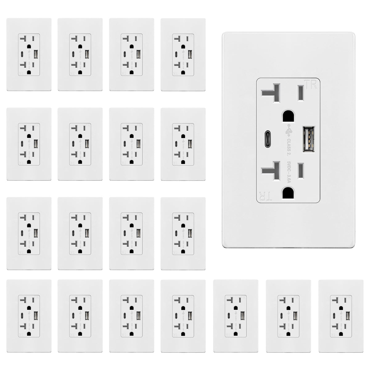 TOPGREENER USB Outlet, Type C & Type A USB Wall Outlet, 20 Amp Tamper ...
