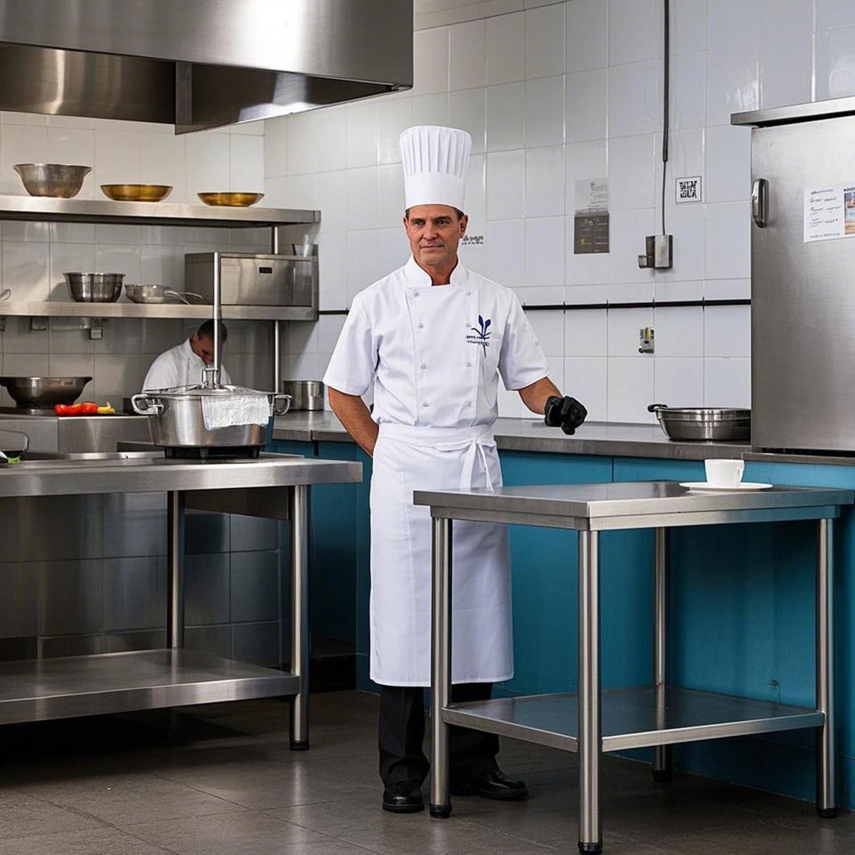 HXCFYP Stainless Steel Table Stainless Steel Table for Prep & Work 24 x 24 Inches with Backsplash and Knife Block for Restaurant, Home and Hotel