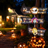 Lighted Jack Sally Yard Signs, Scary Halloween Decor Christmas Nightmare Halloween Decorations Outdoor Before Party Lawn Cute Garden Yard Stakes Outside Arrow Decorations Clearance