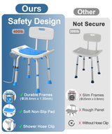 HOMLAND Shower Chair for Inside Shower with Removable Back, FSA/HSA Eligible 400 lbs Heavy Duty Bath Seat for Bathtub, Safety Bath Stool for Seniors and Disabled