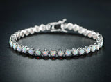 Barzel 18K White Gold Plated Created Opal Bracelet For Women (Silver)