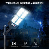 4-Pack Solar Street Lights Outdoor, 13000LM 6500K Waterproof LED Solar Flood Lights with Motion Sensor, Dusk to Dawn Solar-Powered Light for Outside, Security Lights for Parking Lot Yard Driveway