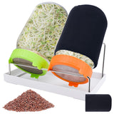 Seed Sprouting Kit with Radish 80g, 2 Large Wide Mouth Mason Jars with Sprout Lids, Blackout Sleeves, Drain Tray, Stainless Steel Stand, Sprouts Growing Kit for Growing Bean Alfalfa Sprout Seeds