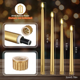 Rossesay 24 Pcs Flameless LED Taper Candles Battery Operated Candles 8.58'', 9.69'', 10.98'', 12.91'', 12.8'' Flameless Candlesticks Flickering for Halloween Christmas Church Wedding(Golden)