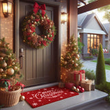 LuxUrux Premium Christmas Door Mat Outdoor - Elegant Coir Holiday Door Mat, Absorbent and Non-Slip for Outdoor Entrances Front Door (17'' x 30'' Merry Christmas.)