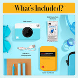 KODAK Printomatic Full-Color Instant Print Digital Camera - Colorful Photos On Zink 2x3" Sticky-Back Photo Paper - 5MP, Portable, Creative Fun Gift for Birthday, Christmas, Holiday - Blue