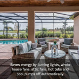 Leviton Countdown Switch for lights, attic, heaters, pool pumps, 30 min, 1-2-4 hour, Neutral Wire Required, 20A, 1 HP/16A Fan/Motor, Single Pole, Multi-Way or Multi-Timer, DT204-1LW, White