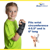 Brace Direct Kids Lace-Up Wrist Brace for Immobilization, Sprains, Strains, Carpal Tunnel & De Quervain’s, Left Wrist - Fits 6 in length / 4-5.5 in wrist (18 m-7 y)